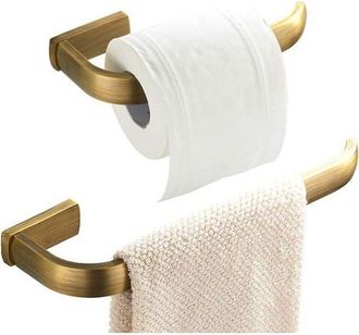 OEM Juego De Accesorios De Ba&ntilde;o De 2 Piezas: Aro Para Toallas Y Portarrollos De Papel Higi&eacute;nico De Lat&oacute;n Para Montaje En Pared, Acabado En Bronce Cepillad