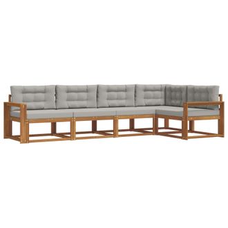 vidaXL Conjunto De Sof&aacute;s De Exterior 5 Pcs Natural Y Gris Claro Vidaxl