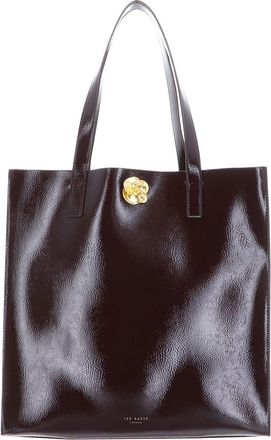Ted Baker Rosenni Shopper Shoulder Bag Rose Detail Crinkle Tote Bag Wine Red