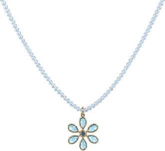 Jewelmak 14K Blue Topaz Necklace