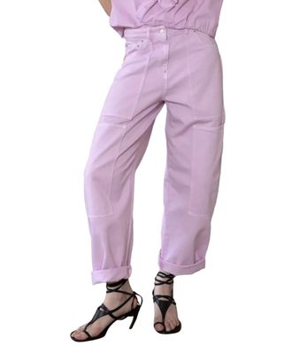 Nude Utility Cropped Denim Pant In Light Pink