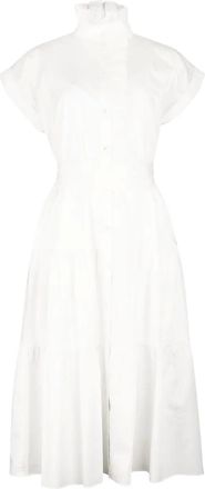 Christy Lynn Jonah belted ruffled midi dress - women - Cotton - M - White