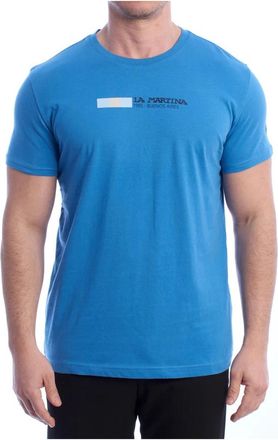 La Martina T-shirt met korte mouwen - Heren - T-shirts - Blauw - L - Katoen - Tops