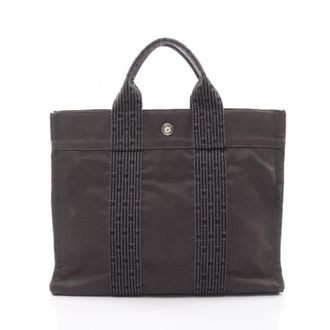 Herm&egrave;s Gray Nylon Canvas Handbag Tote Bag (Pre-Owned)