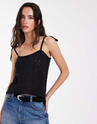 Levi's Top senza maniche alluncinetto nero con spalline annodate