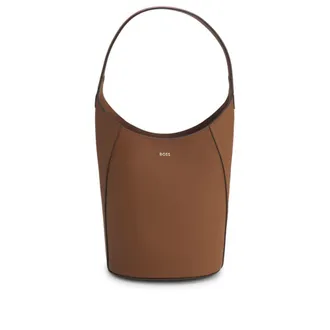 BOSS Leather bucket bag with metallic logo lettering