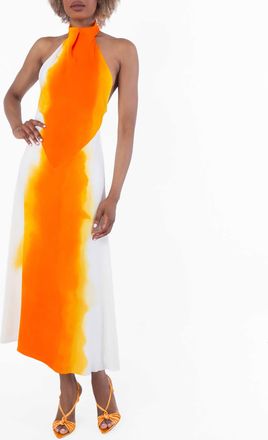 Ferragamo Ferragamo Sunset Print Halterneck Dress