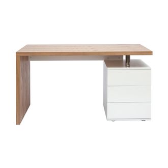 Miliboo Escritorio Moderno En Roble Claro Y Blanco Calix