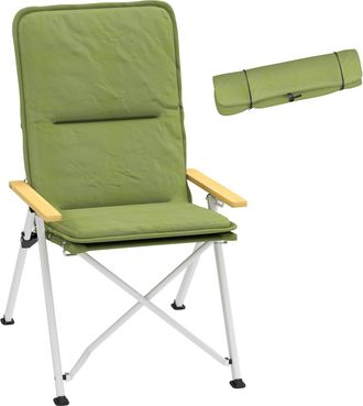 OUTSUNNY Padded Camp Chair Outdoor High Back Folding Recliner with Bag Green | TJ Hughes