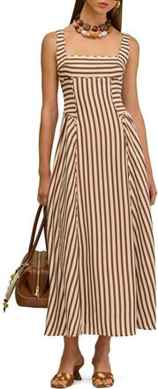 Cult Gaia Carla Linen, Wool & Silk Blend Sundress in Small Saddle Stripe at Nordstrom, Size 10