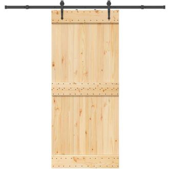 vidaXL Puerta Corredera Con Herrajes Madera Maciza De Pino 90x210 Cm Vidaxl