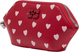 Ganni Womens Heart-Embroidered Lambskin Coin Purse