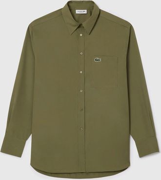 Lacoste Oversized poplin overhemd voor dames van Lacoste in kaki