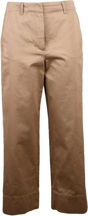 Max Mara Broeken, Dames, Beige, S, Katoen, Unico Cropped Broek