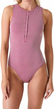 Andie Swim Malibu One Piece In Merlot Houndstooth