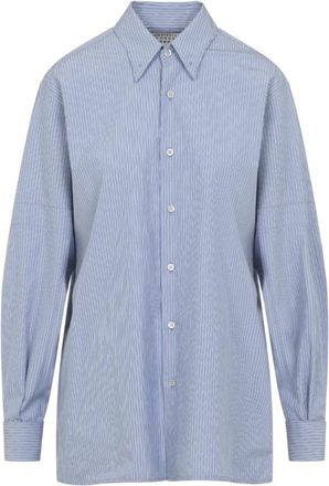 Maison Margiela S51Dt 0030M35718001 Shirt - Dames - Overhemden - Blauw - XS - Katoen - Overhemden