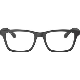Ray-Ban 57mm Square Optical Glasses in Matte Black at Nordstrom