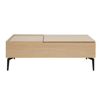 Miliboo Mesa De Centro Elevable De Madera Clara Y Metal Negro 102,5 Cm Seda