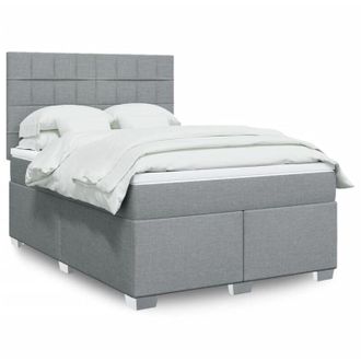 vidaXL Vidaxl - Cama Box Spring Con Colch&oacute;n Tela Gris Claro 140x190 Cm