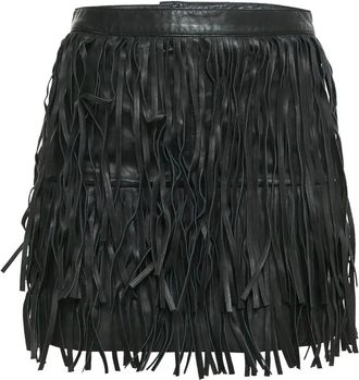 Zadig&Voltaire leather fringe skirt - Black