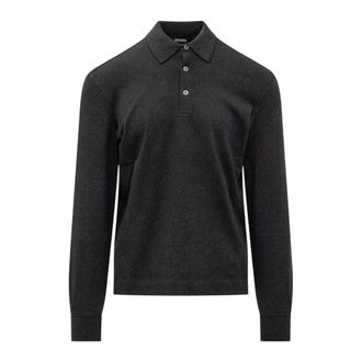 Ermenegildo Zegna Tops, Heren, Grijs, XL, Katoen, Lange Mouwen Poloshirt