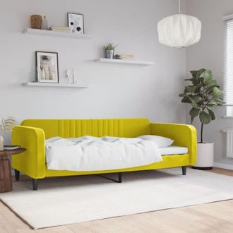 vidaXL Sof&aacute; Cama Sin Colch&oacute;n Terciopelo Amarillo 100x200 Cm Vidaxl