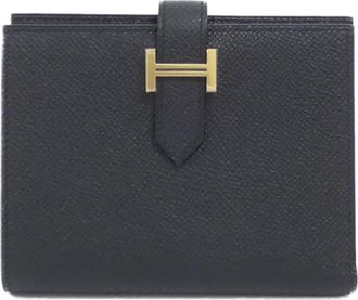 Herm&egrave;s Black Epsom Leather Wallet (Bi-Fold) (Pre-Owned)