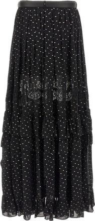 Self Portrait Metallic Fil Coup&eacute; Lace Skirt - Black