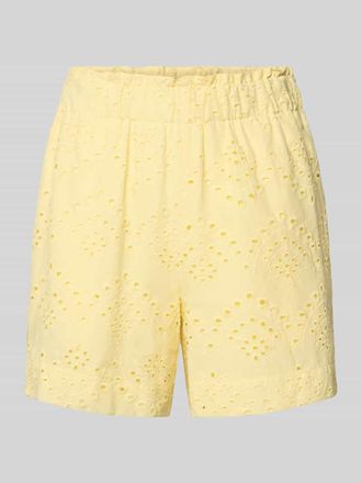 Pieces Loose Fit Bermudas mit Lochstickerei Modell VILDE in Hellgelb, Gr&ouml;&szlig;e XL