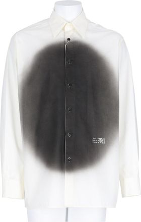 Maison Margiela White Circular Gradient Long-Sleeve Casual Shirt