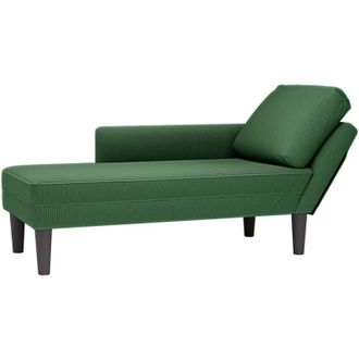 vidaXL Chaise Longue Con Coj&iacute;n De Tela De Pana Verde Oscuro Vidaxl