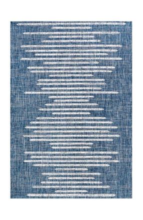 Jonathan Y Designs Zolak Berber Stripe Geometric Indoor/Outdoor Area Rug in Blue/ivory at Nordstrom, Size 5Ft 0In X 8Ft 0In