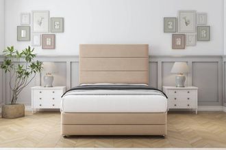 Comfort Beds Zoya Plush Divan Set 2 Drawers-54 Headboard-Footboard in Stone | Size: Single
