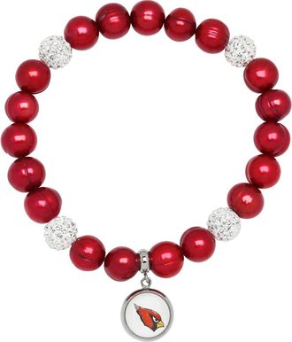 Honora Arizona Cardinals Stretch Pearl & Crystal Bracelet In Red