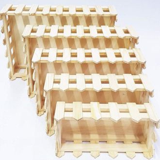 Trade Shop Trade Shop - Cestino Legno 5 Pezzi Rf64893 Matrioska Rettangolare Cassetta Portaoggetti