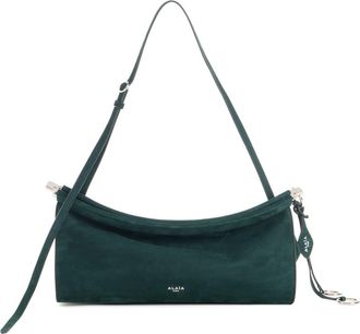 Alaia Medium Le Click East/West Nubuck Shoulder Bag in Vert Foret at Nordstrom