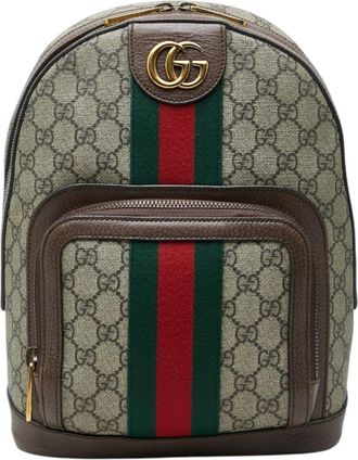Gucci Beige Brown Pvc Leather Backpack (Pre-Owned)