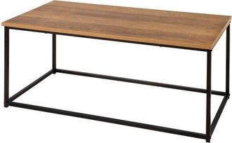 OEM Mesa Baja Rectangular - Aktive - 90x48x40 Cm - Efecto Roble - Estructura Met&aacute;lica Negra - Capacidad 20 Kg