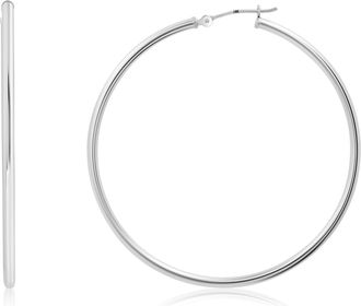 MAX + STONE 14k Yellow or White Gold 2mm Thick Tube Hoop Earrings 12MM to 50MM