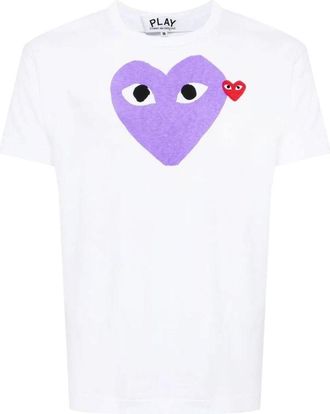 Comme Des Gar&ccedil;ons SS25 Red Heart Printed Purple Heart T-Shirt White AX-T106-051-1