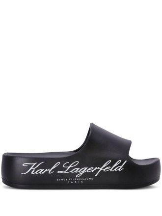 Karl Lagerfeld Slippers met logoprint - Zwart