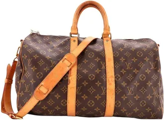 Louis Vuitton Brown Monogram Canvas Keepall Bandouliere Bag 45 (Authentic Pre- Loved)