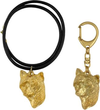 OEM Crestado Chino - Llavero Y Collar Con Perro En Caja, Producto Ba&ntilde;ado En Oro De Alta Calidad, Marca Art-dog
