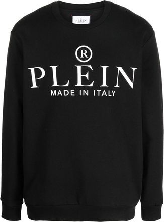 Philipp Plein logo-print cotton jumper - men - Cotton - S - Black