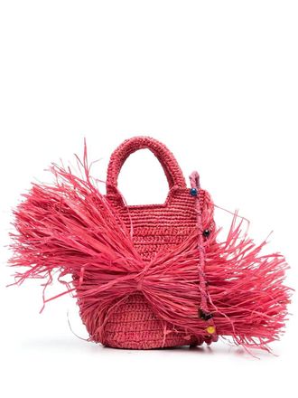 Made for a Woman Kifafa Frange straw crossbody bag - Pink
