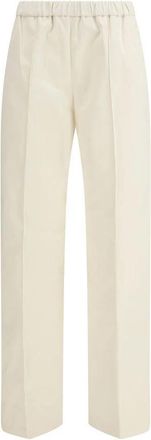Fabiana Filippi Cotton Gabardine Broeken - Dames - Wijde Broeken - Beige - L - Katoen - Broeken