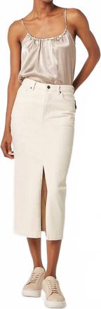Apricot Split Seam Denim Midi Skirt In Cream