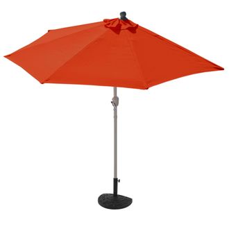 Hhg Nunca Usado] Sombrilla De Media Ca&ntilde;a Parla, Sombrilla De Balc&oacute;n, Poli&eacute;ster/aluminio Uv 50+ 3kg, 300cm Terracota Con Soporte