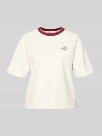 Marc Cain Regular Fit T-Shirt mit Strasssteinbesatz in Offwhite, Gr&ouml;&szlig;e 34