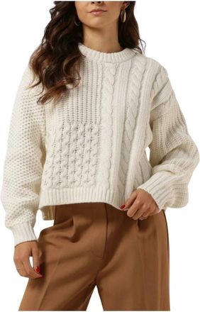 Envii Witte Cable Knit Trui - Dames - Ronde hals truien - Wit - L - Truien & Vesten